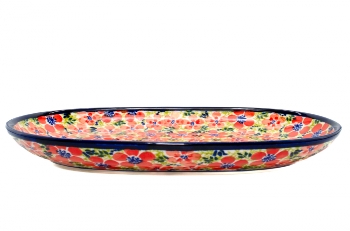 Platou oval pentru servire Fire Poppies, ceramica smaltuita, pictat manual, 16,8 x 27,3 cm [6]