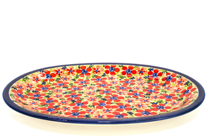 Platou oval pentru servire Fire Poppies, ceramica smaltuita, pictat manual, 22,1 x 29,1 cm [4]