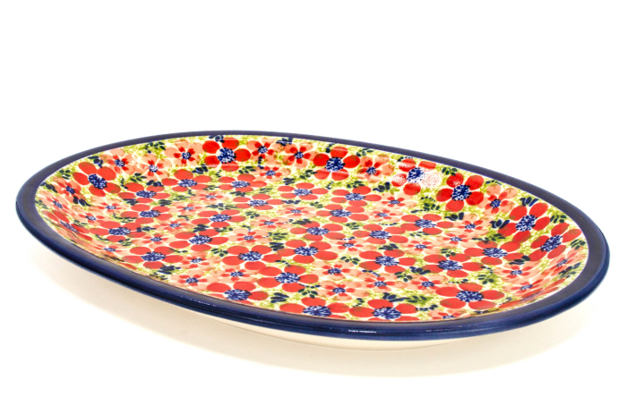 Platou oval pentru servire Fire Poppies, ceramica smaltuita, pictat manual, 22,1 x 29,1 cm [6]