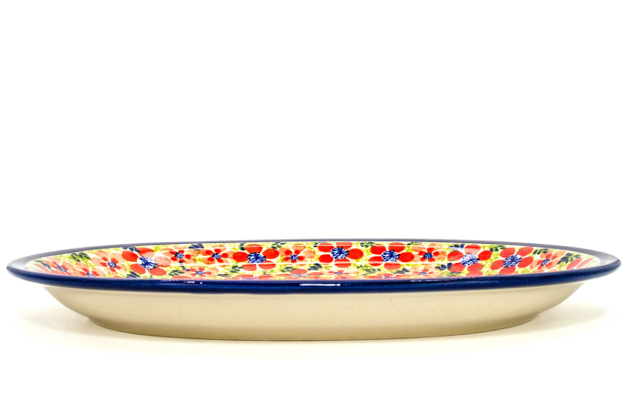 Platou oval pentru servire Fire Poppies, ceramica smaltuita, pictat manual, 22,1 x 29,1 cm [3]