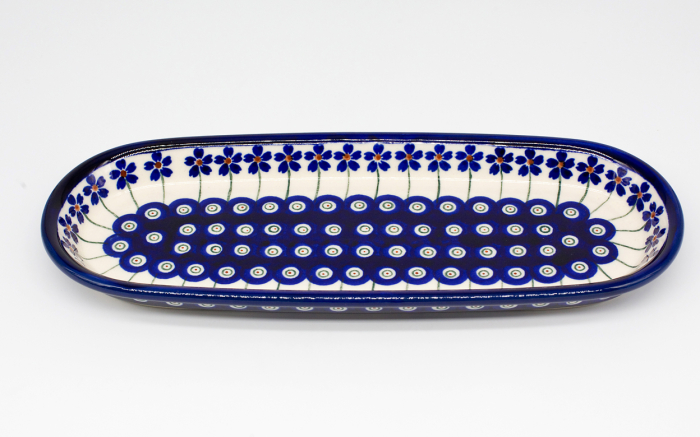 Platou oval pentru servire Floral Peacock, ceramica smaltuita, pictat manual, 11,1 x 28,3 cm [2]