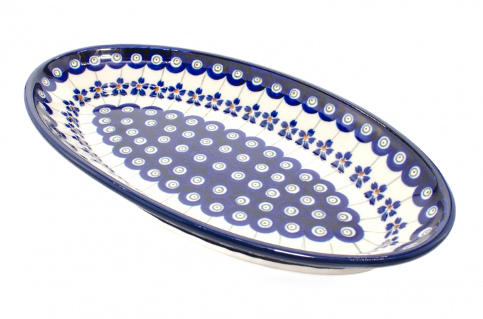 Platou oval pentru servire Floral Peacock, ceramica smaltuita, pictat manual, 15,7 x 27,0 cm [2]