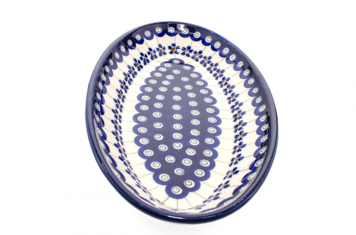 Platou oval pentru servire Floral Peacock, ceramica smaltuita, pictat manual, 15,7 x 27,0 cm [3]