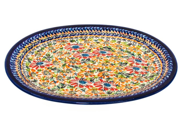 Platou oval pentru servire Flower Jungle, ceramica smaltuita, pictat manual, 22,1 x 29,1 cm [2]