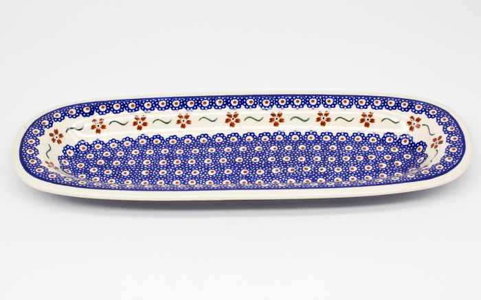 Platou oval pentru servire Flowery, ceramica smaltuita, pictat manual, 13,4 x 37,4 cm [3]