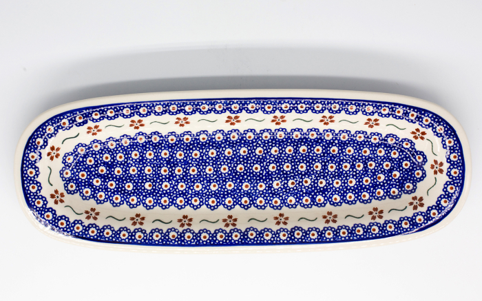 Platou oval pentru servire Flowery, ceramica smaltuita, pictat manual, 13,4 x 37,4 cm [2]