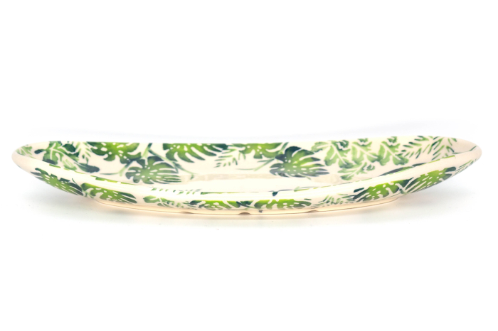 Platou oval pentru servire Green Leaves, ceramica smaltuita, pictat manual, 11,0 x 25,0 cm [5]