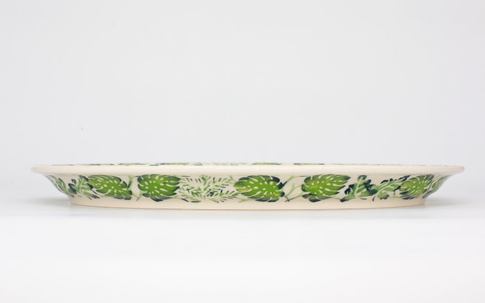 Platou oval pentru servire Green Leaves, ceramica smaltuita, pictat manual, 22,0 x 35,4 cm [5]