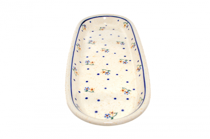 Platou oval pentru servire Little Flowers ceramica smaltuita, pictat manual, 11,1 x 28,3 cm [2]