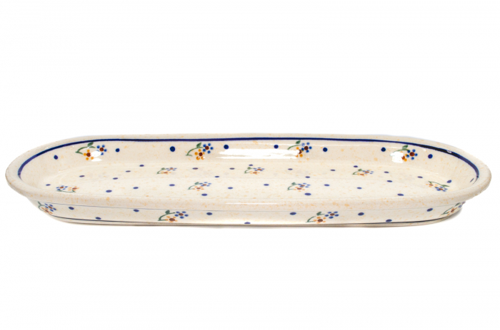 Platou oval pentru servire Little Flowers ceramica smaltuita, pictat manual, 11,1 x 28,3 cm [5]