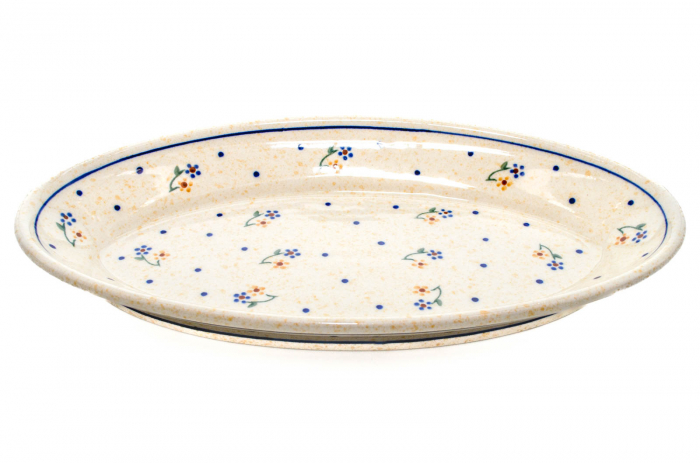 Platou oval pentru servire Little Flowers, ceramica smaltuita, pictat manual, 15,7 x 27,0 cm [4]