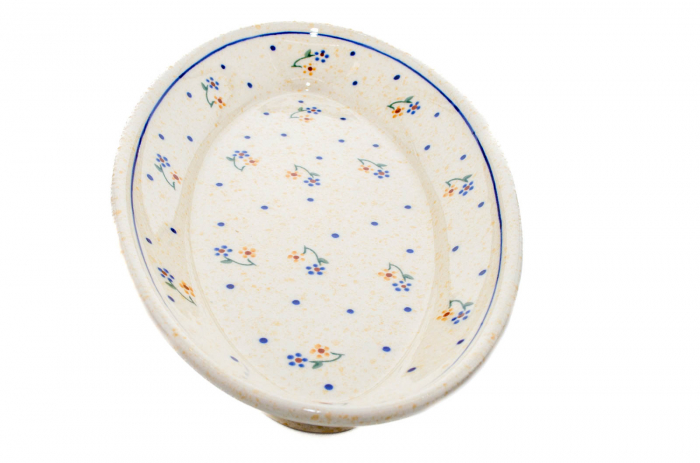 Platou oval pentru servire Little Flowers, ceramica smaltuita, pictat manual, 15,7 x 27,0 cm [3]
