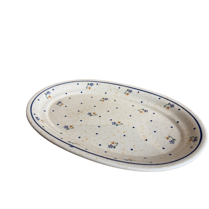 Platou oval pentru servire Little Flowers, ceramica smaltuita, pictat manual, 19,2 x 30,0 cm [2]