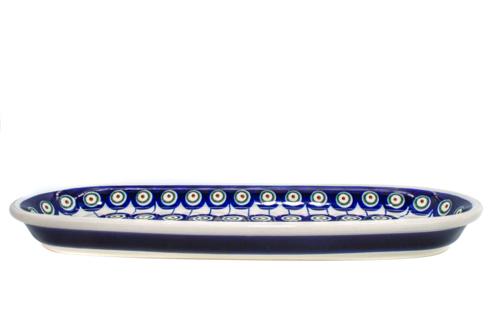Platou oval pentru servire Peacock Eyes, ceramica smaltuita, pictat manual, 11,1 x 28,3 cm [7]