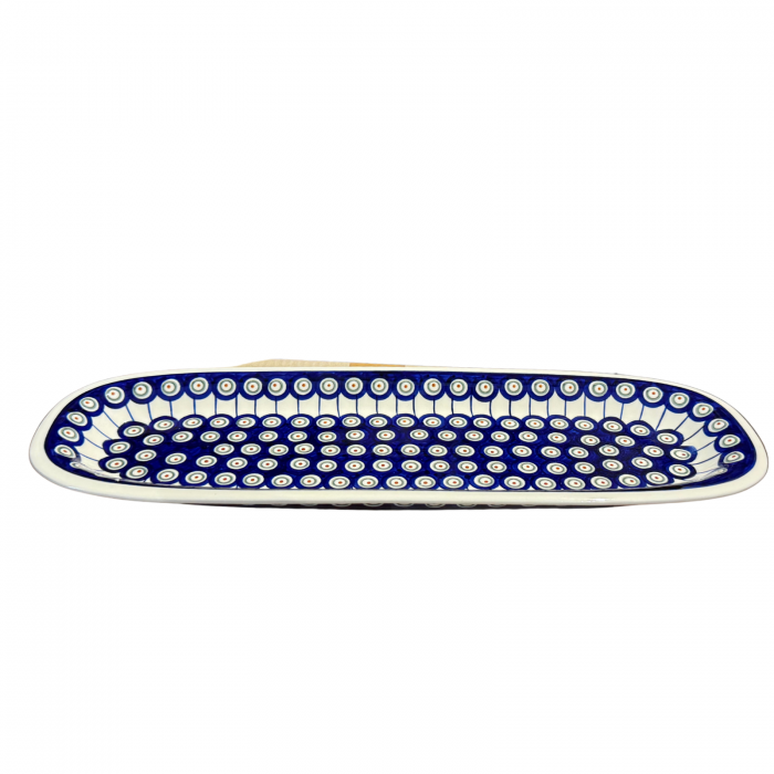 Platou oval pentru servire Peacock Eyes, ceramica smaltuita, pictat manual, 16,7x 49.0 cm [2]