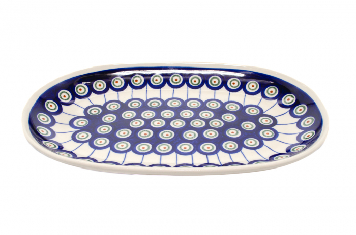 Platou oval pentru servire Peacock Eyes, ceramica smaltuita, pictat manual, 16,8 x 27,3 cm [5]