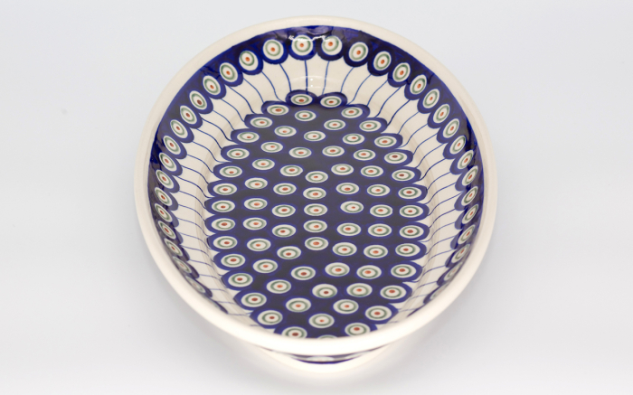 Platou oval pentru servire  Peacock Eyes, ceramica smaltuita, pictat manual, 20,5x36,0 cm [4]