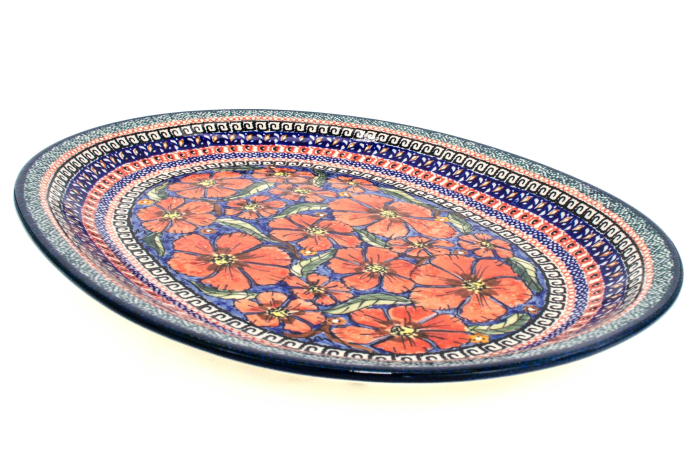 Platou oval pentru servire Poppy Bouquet, ceramica smaltuita, pictat manual, 26,7 x 34,0 cm [4]