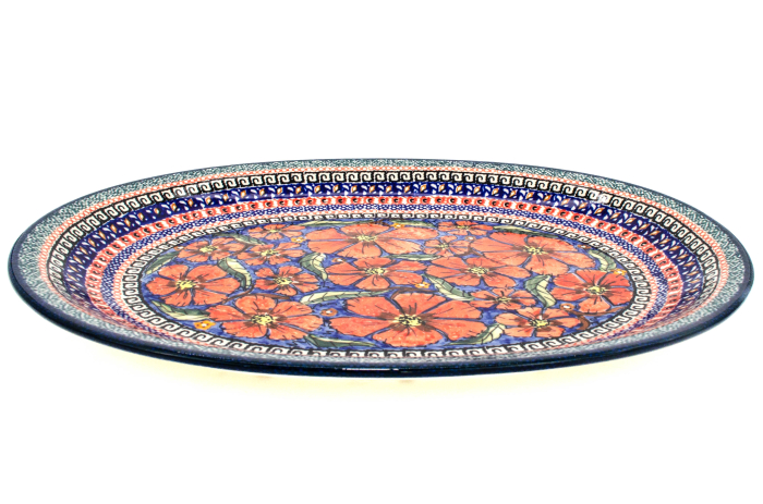 Platou oval pentru servire Poppy Bouquet, ceramica smaltuita, pictat manual, 26,7 x 34,0 cm [3]