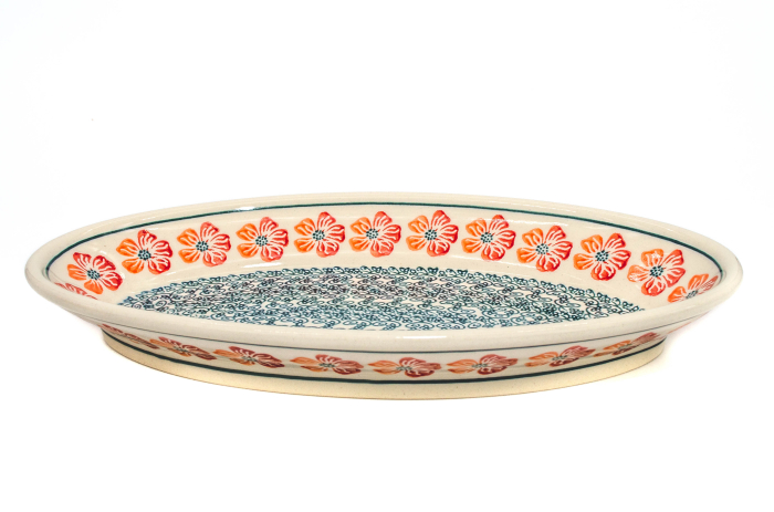 Platou oval pentru servire Poppy Rain, ceramica smaltuita, pictat manual, 15,7 x 27,0 cm [6]