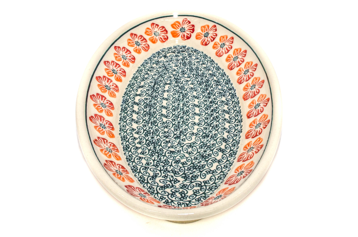 Platou oval pentru servire Poppy Rain, ceramica smaltuita, pictat manual, 15,7 x 27,0 cm [4]