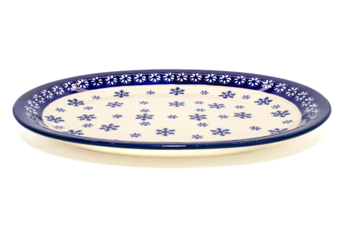 Platou oval pentru servire Snowflakes, ceramica smaltuita, pictat manual, 22,1 x 29,1cm [5]