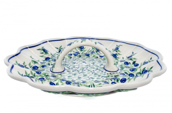 Platou cu maner pentru oua Berries, ceramica smaltuita, pictat manual, 24,0 cm [4]