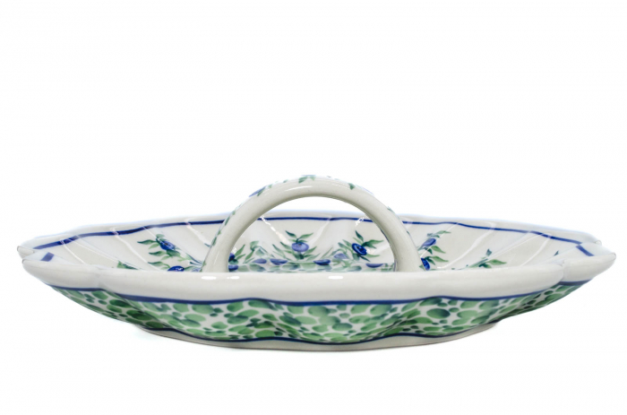 Platou cu maner pentru oua Berries, ceramica smaltuita, pictat manual, 24,0 cm [5]
