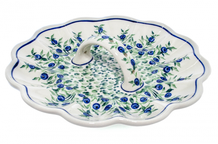 Platou cu maner pentru oua Berries, ceramica smaltuita, pictat manual, 24,0 cm [2]