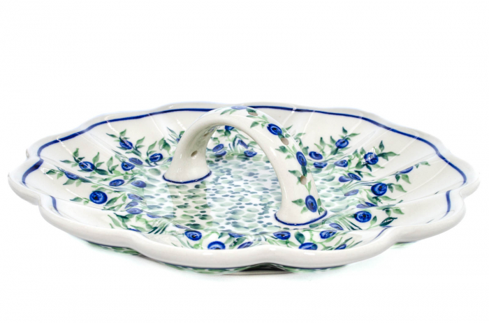 Platou cu maner pentru oua Berries, ceramica smaltuita, pictat manual, 24,0 cm [3]