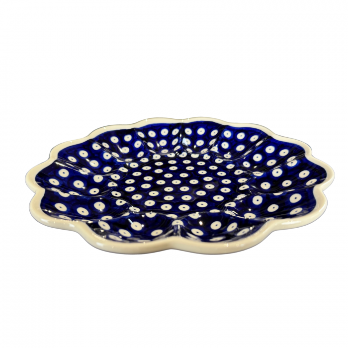 Platou pentru oua Blue Eyes, ceramica smaltuita, pictat manual, 24,0 cm [4]