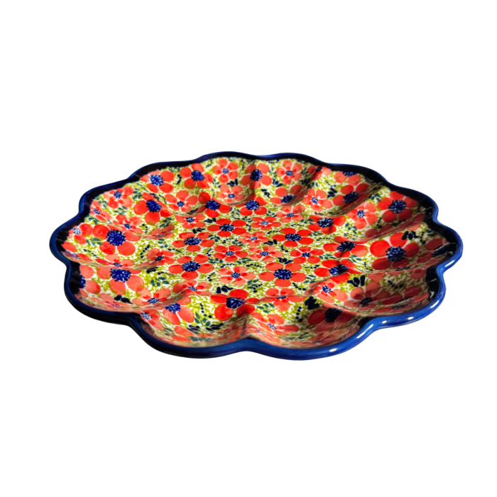 Platou pentru oua Fire Poppies, ceramica smaltuita, pictat manual, 24,0 cm [2]