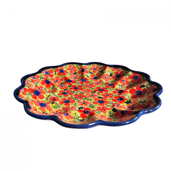 Platou pentru oua Fire Poppies, ceramica smaltuita, pictat manual, 24,0 cm [3]