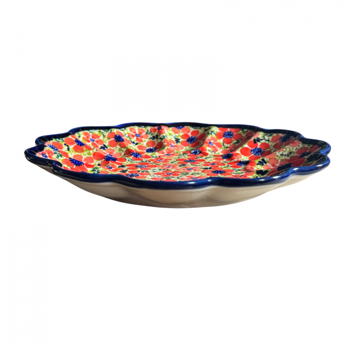 Platou pentru oua Fire Poppies, ceramica smaltuita, pictat manual, 24,0 cm [4]