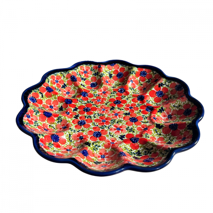 Platou pentru oua Fire Poppies, ceramica smaltuita, pictat manual, 24,0 cm [7]