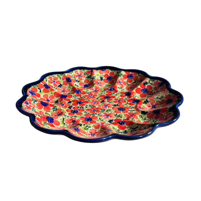 Platou pentru oua Fire Poppies, ceramica smaltuita, pictat manual, 24,0 cm [8]