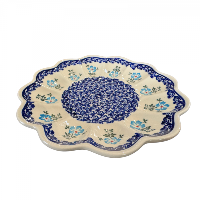 Platou pentru oua Forget-me-nots, ceramica smaltuita, pictat manual, 24,0 cm [2]