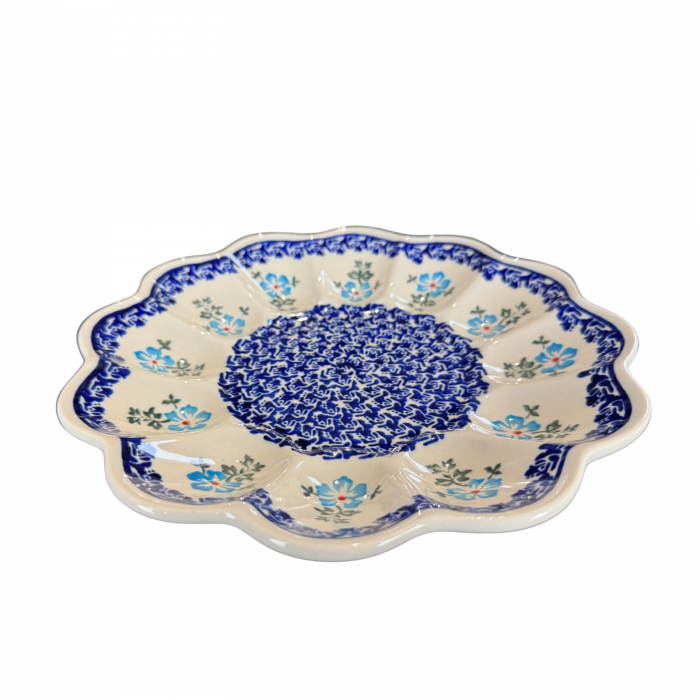 Platou pentru oua Forget-me-nots, ceramica smaltuita, pictat manual, 24,0 cm [5]