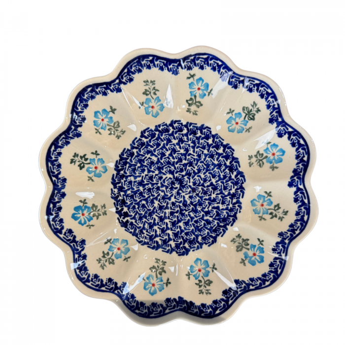Platou pentru oua Forget-me-nots, ceramica smaltuita, pictat manual, 24,0 cm [3]