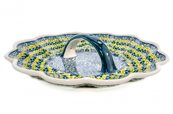 Platou cu maner pentru oua Leaf Bed, ceramica smaltuita, pictat manual, 24,0 cm [4]