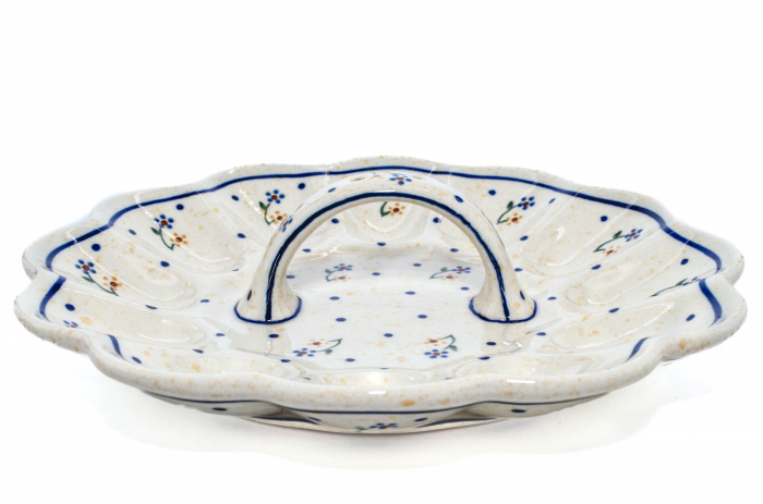 Platou cu maner pentru oua Little Flowers, ceramica smaltuita, pictat manual, 24,0 cm [4]