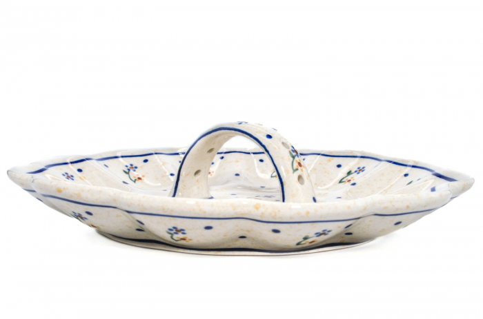 Platou cu maner pentru oua Little Flowers, ceramica smaltuita, pictat manual, 24,0 cm [6]