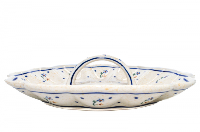 Platou cu maner pentru oua Little Flowers, ceramica smaltuita, pictat manual, 24,0 cm [5]
