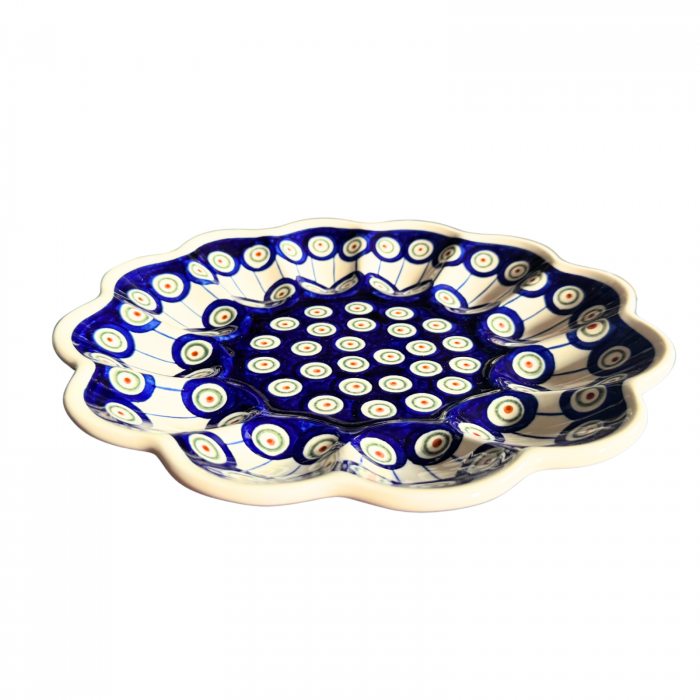 Platou pentru oua Peacock Eyes, ceramica smaltuita, pictat manual, 24,0 cm [5]