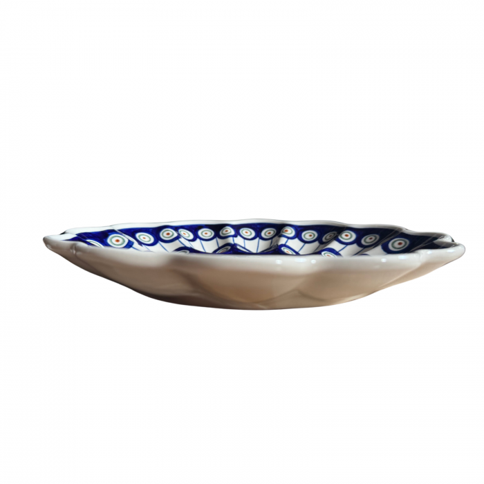 Platou pentru oua Peacock Eyes, ceramica smaltuita, pictat manual, 24,0 cm [4]