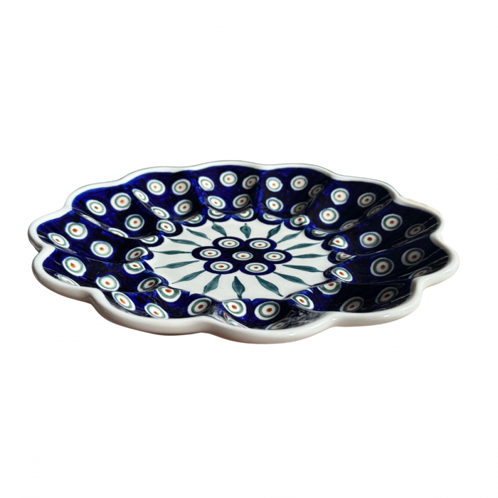 Platou pentru oua Peacock Tear Drops, din ceramica smaltuita, pictata manual, 24,0 cm [6]