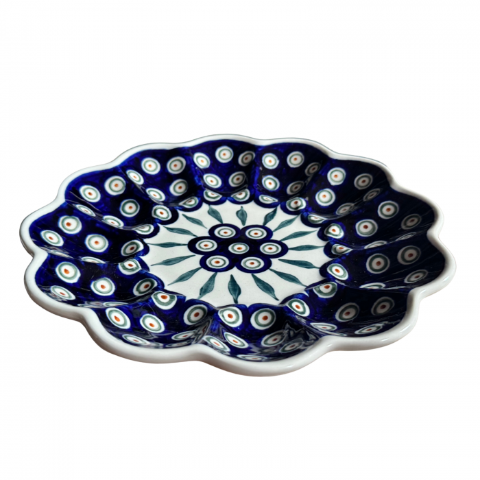 Platou pentru oua Peacock Tear Drops, din ceramica smaltuita, pictata manual, 24,0 cm [3]
