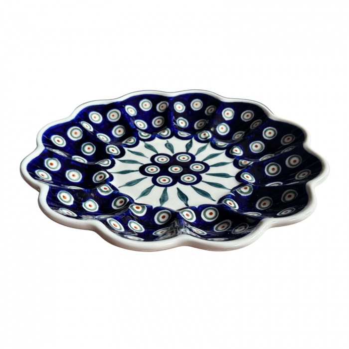 Platou pentru oua Peacock Tear Drops, din ceramica smaltuita, pictata manual, 24,0 cm [2]