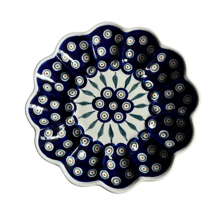 Platou pentru oua Peacock Tear Drops, din ceramica smaltuita, pictata manual, 24,0 cm [4]