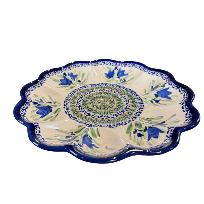 Platou pentru oua Tulip Fields, ceramica smaltuita, pictat manual, 24,0 cm [3]